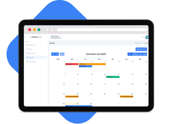 Tela da agenda com tarefas